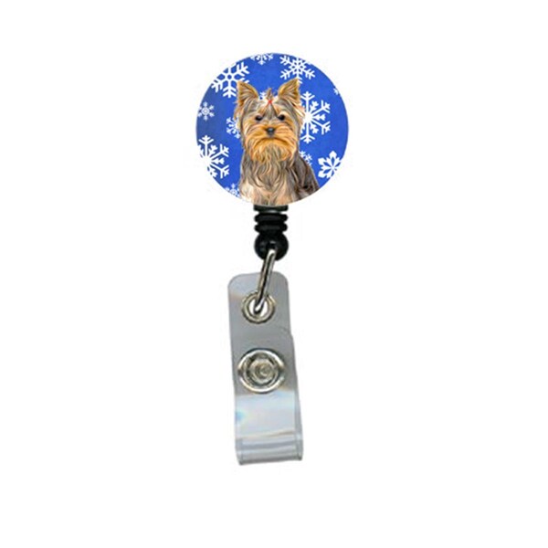 Teachers Aid Winter Snowflakes Holiday Yorkie And Yorkshire Terrier Retractable Badge Reel TE55467 - main